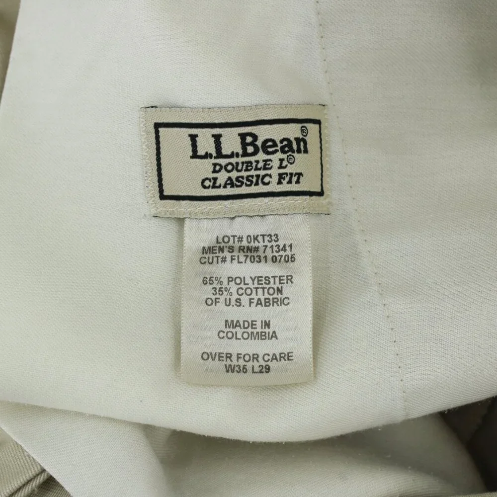 Vintage L.L. Bean Double L Chinos –‎ Khaki – Fit: Classic - Size 35